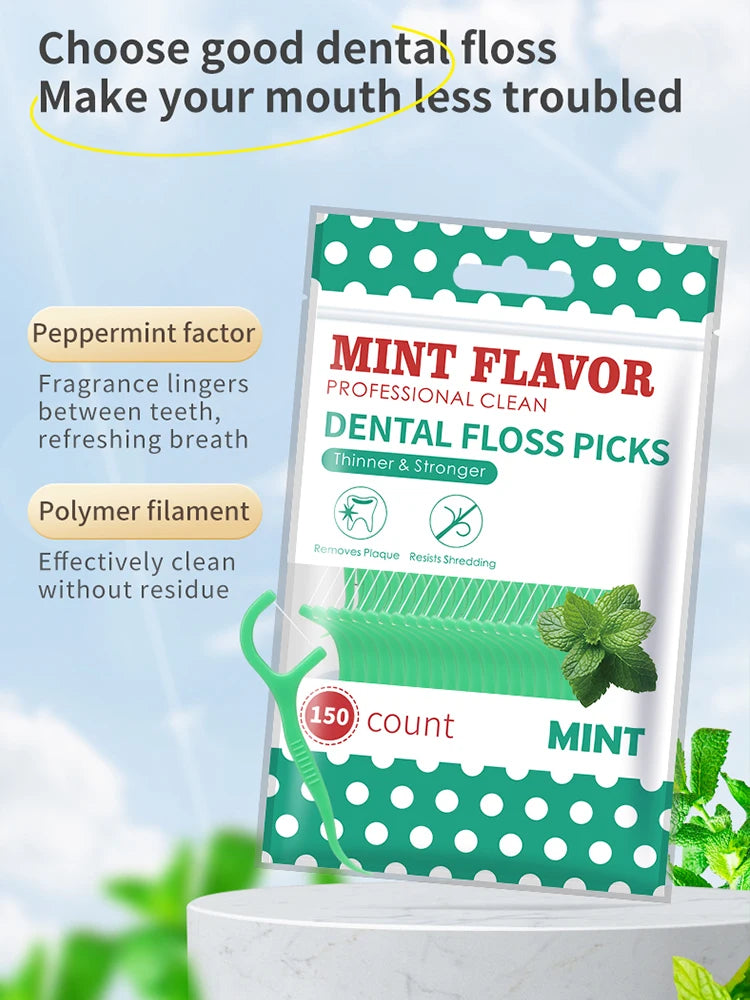 Clearance_600pcs Mint Dental Floss Sticks - Portable ultra-Fine Bagged