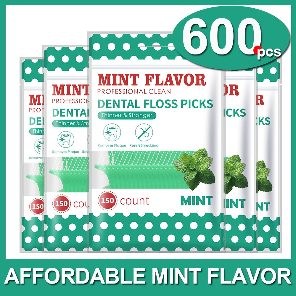 Clearance_600pcs Mint Dental Floss Sticks - Portable ultra-Fine Bagged
