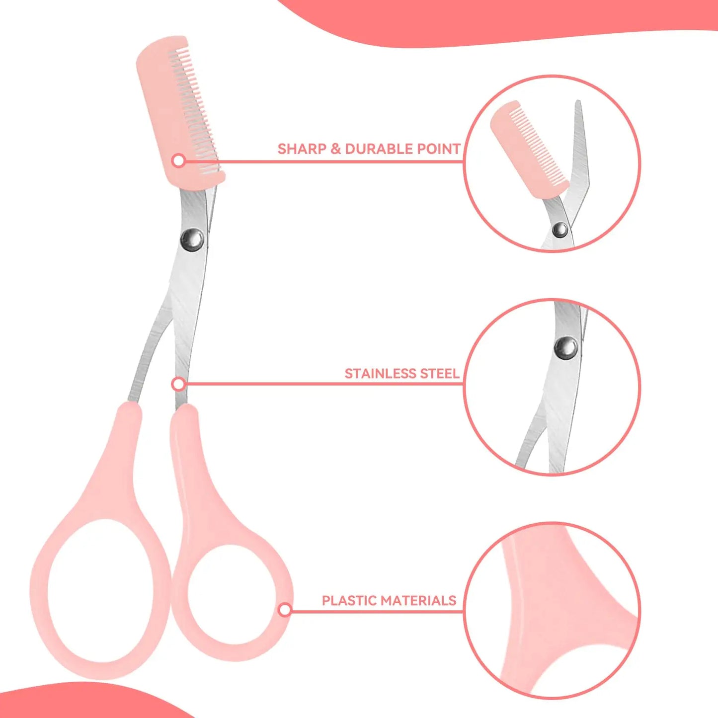 Eyebrow Trimmer, Stainless Steel Eyebrow Scissors With Comb, Eyebrow